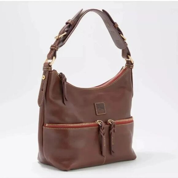 Dooney & Bourke Handbags - Dooney & Bourke Florentine Leather Small Zipper Sac - Chestnut 9145